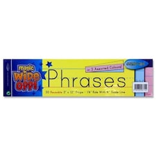 Pack of 30 Wipe-off Reusable 3"x12" Coloured Phrase Strips by Clever Kidz