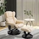 image 2 of HOMCOM PU Leather Manual Reclining Armchair Footstool Padded Seat Cream