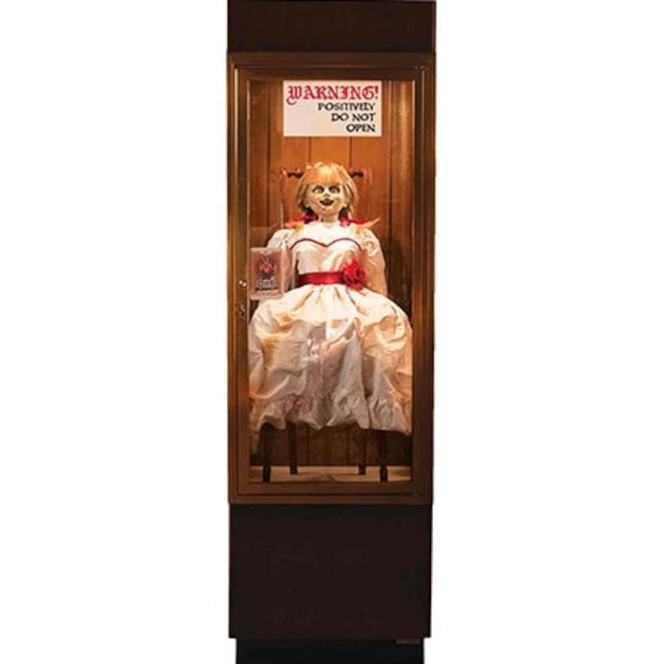 Annabelle Possessed Doll Glass Case Halloween Lifesize Cardboard Cutout 177cm