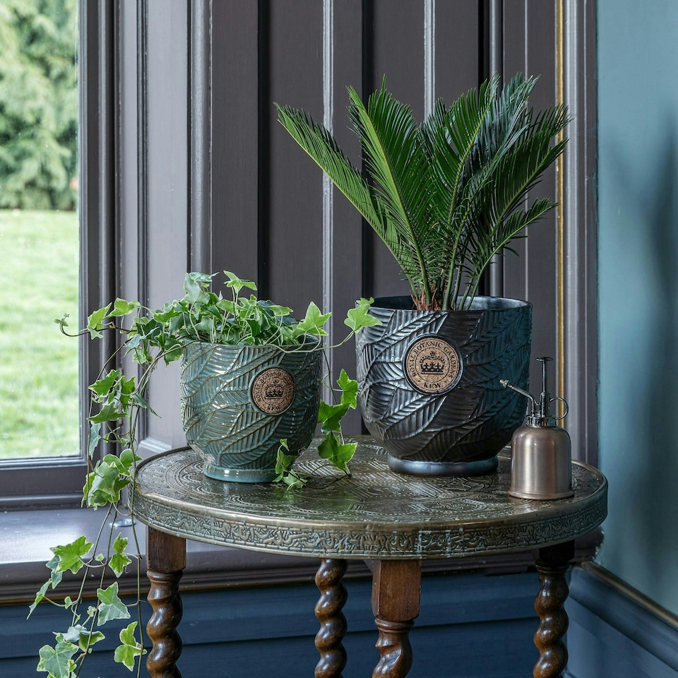 image 1 of Kew Leaf Embossed Cork Planter Black