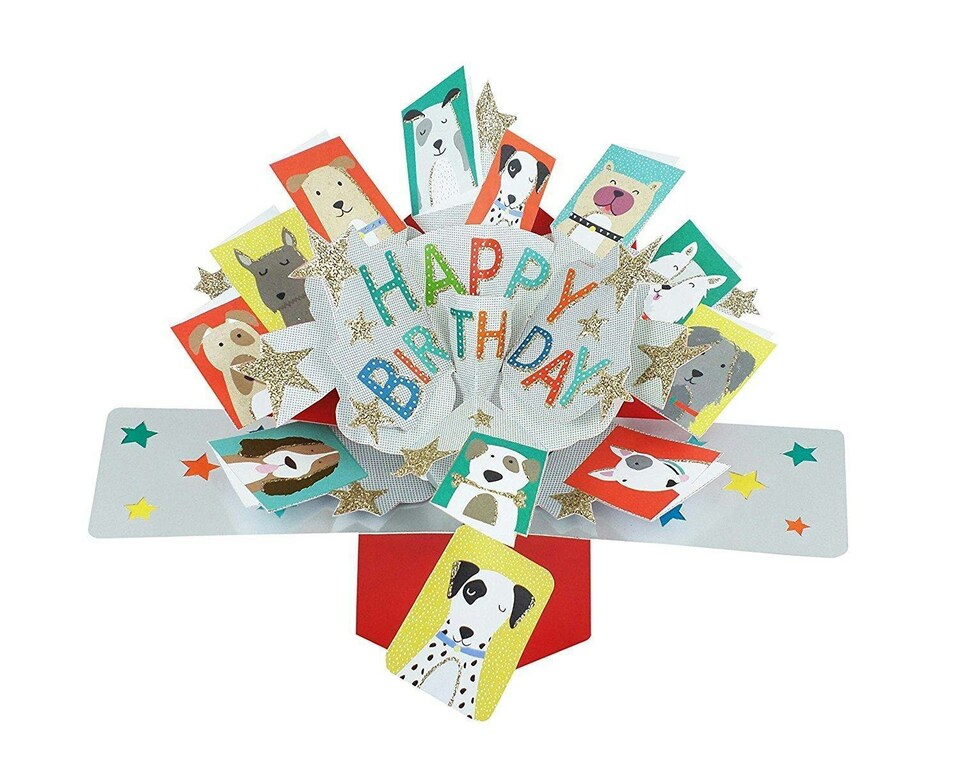 image 1 of Second Nature Pop Ups Birthday Pop Up Card with "Happy Birthday" Lettering and Dogs