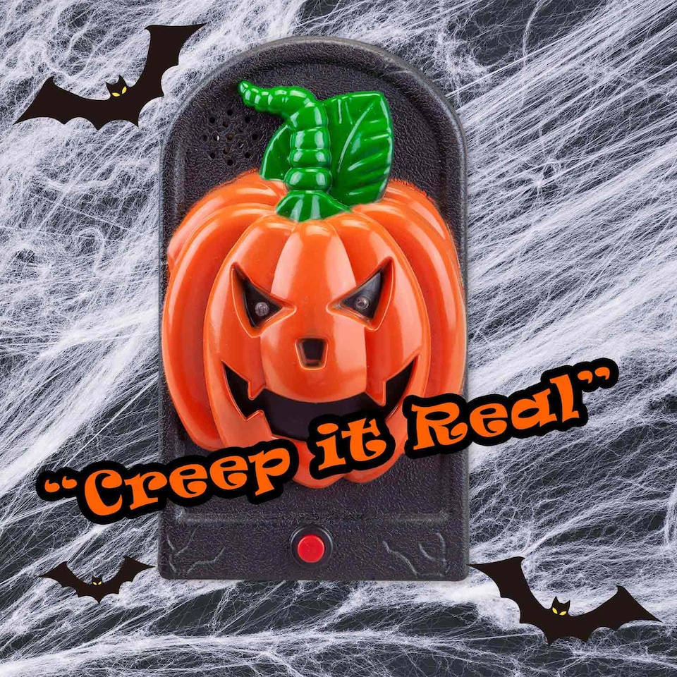 image 1 of vfm-estore Halloween Spooky Doorbell with Flashing LED Lights Trick or Treat