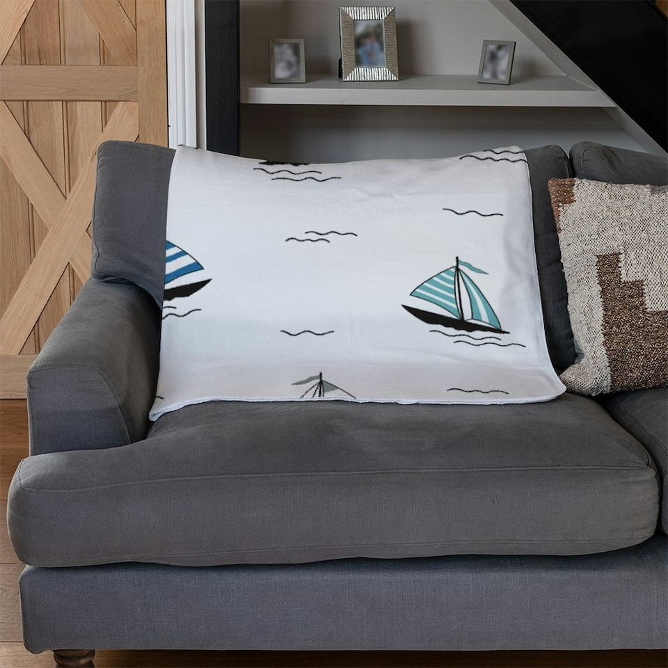 image 1 of Red & Blue Sailboats (Blanket)
