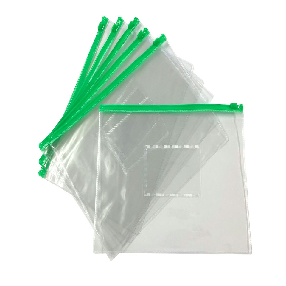 image 1 of Pack of 12 A5 Green Zip Zippy Bags