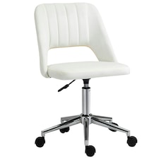 Vinsetto Mid-Back Swivel Home Office Chair Scallop Computer Chair Cream White