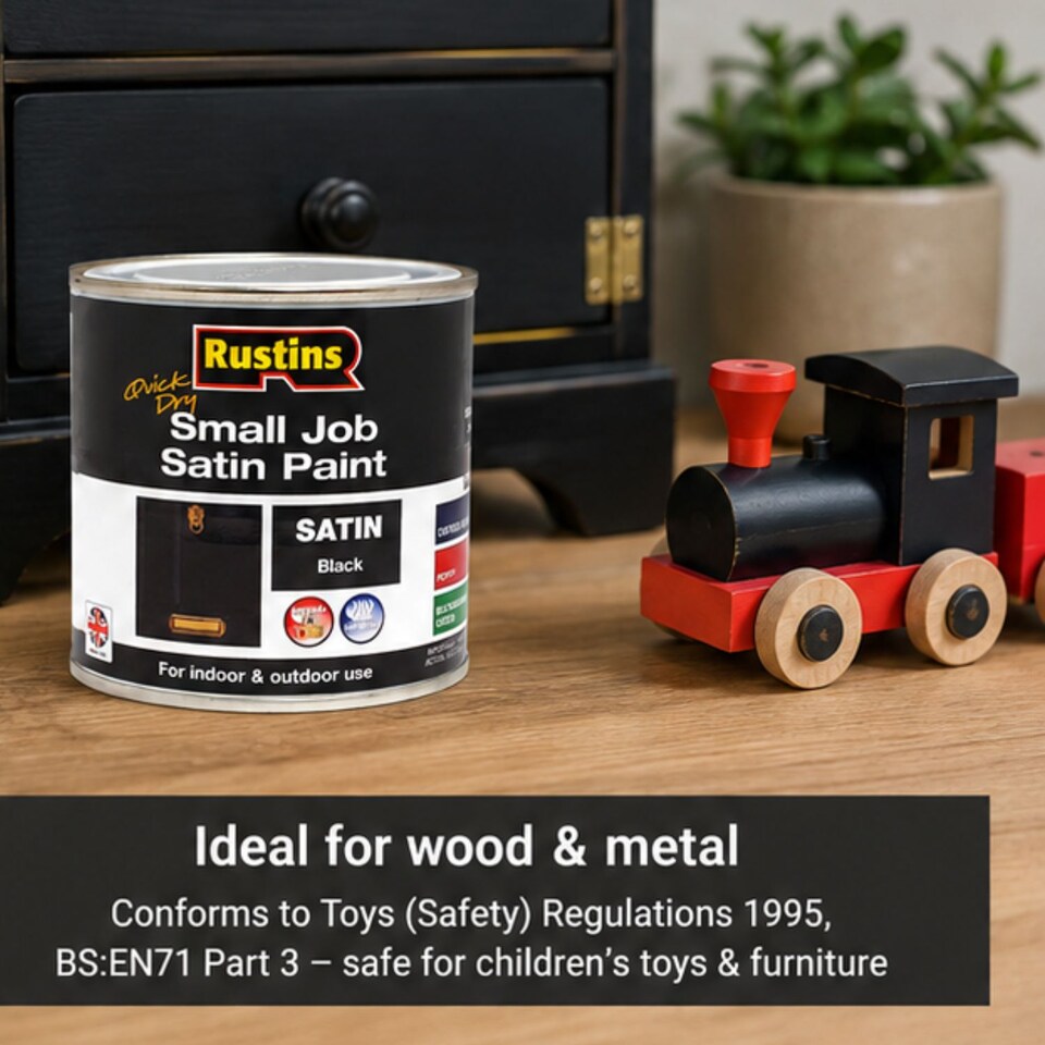 image 1 of Rustins Quick Dry Small Job Satin Paint Black 250ml