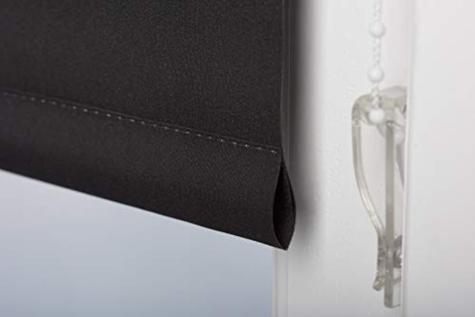 image 1 of FURNISHED Daylight Roller Blinds with Triple Diamond Eyelet Cut to Size Sheer Fabric | Black | Black | (W) 150cm x (L) 210cm