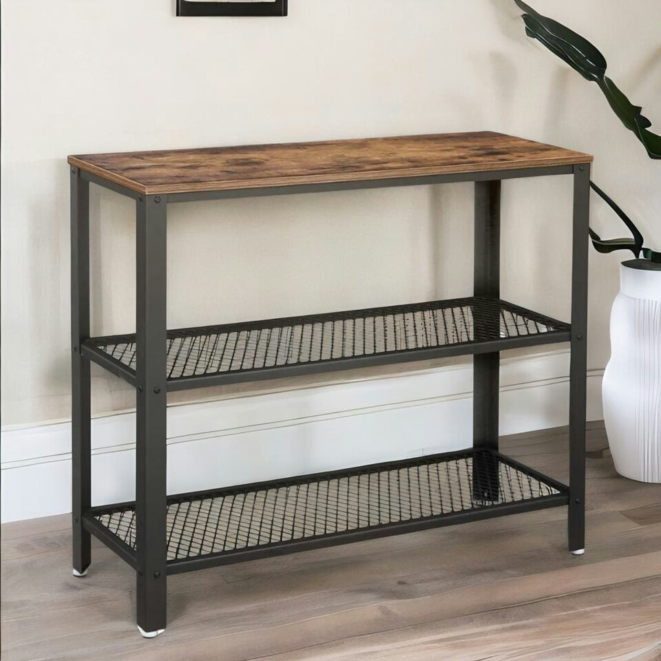 image 1 of 3 Tier Hallway Console Table Rustic Brown Brown