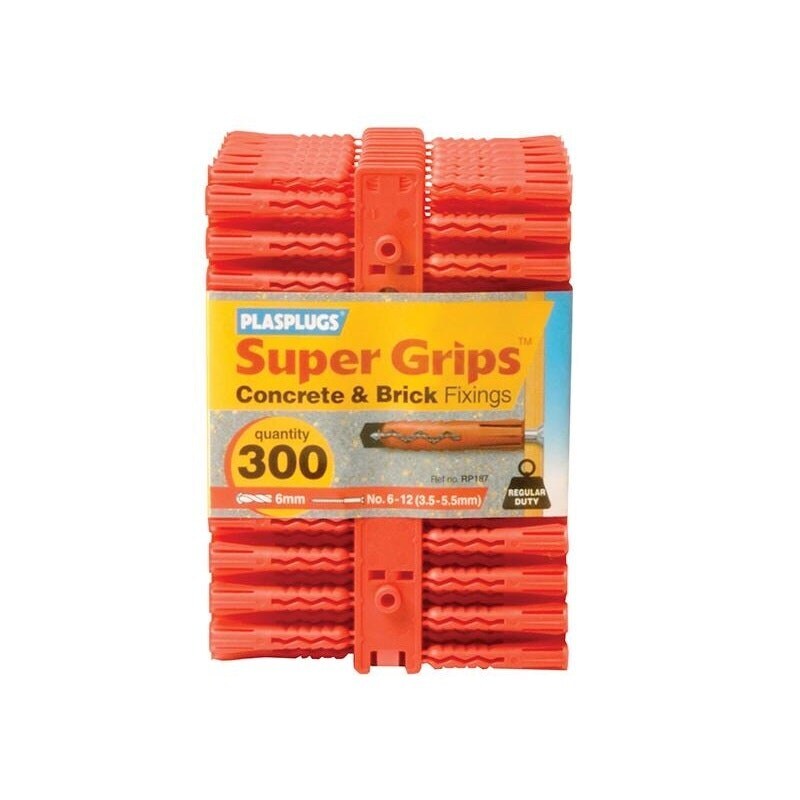 Plasplugs Solid Wall Super Grips - Multi Colour - Pack of 300 Red