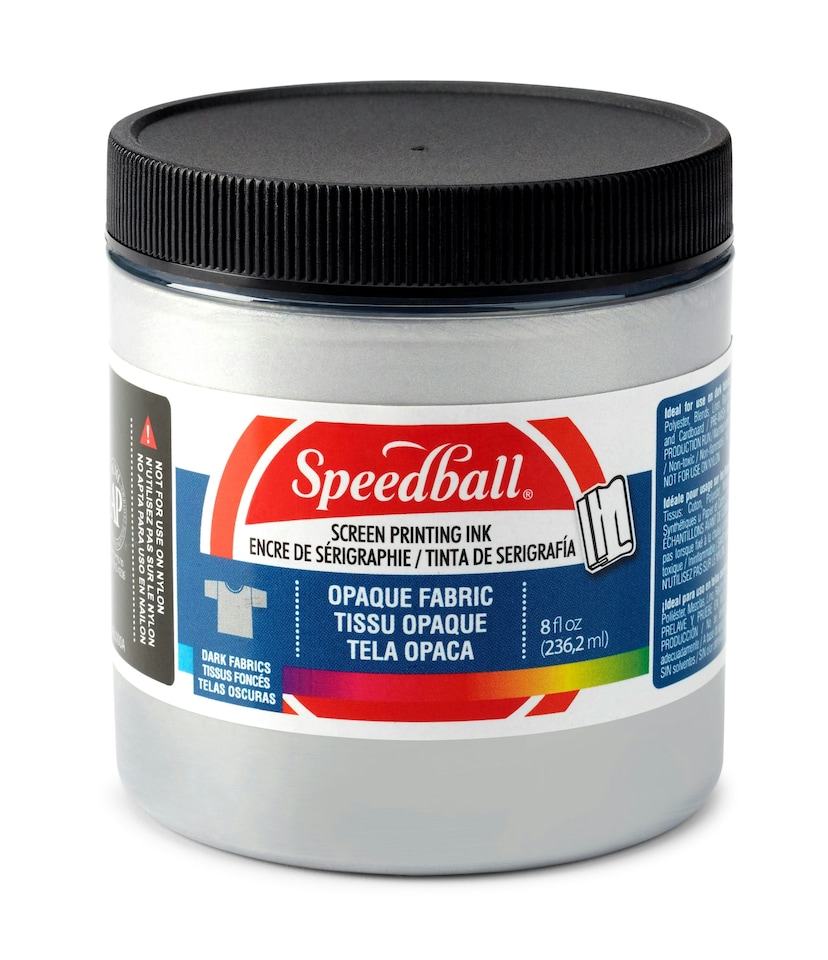 Speedball Opaque Fabric Screen Printing Ink, Silver, 8oz