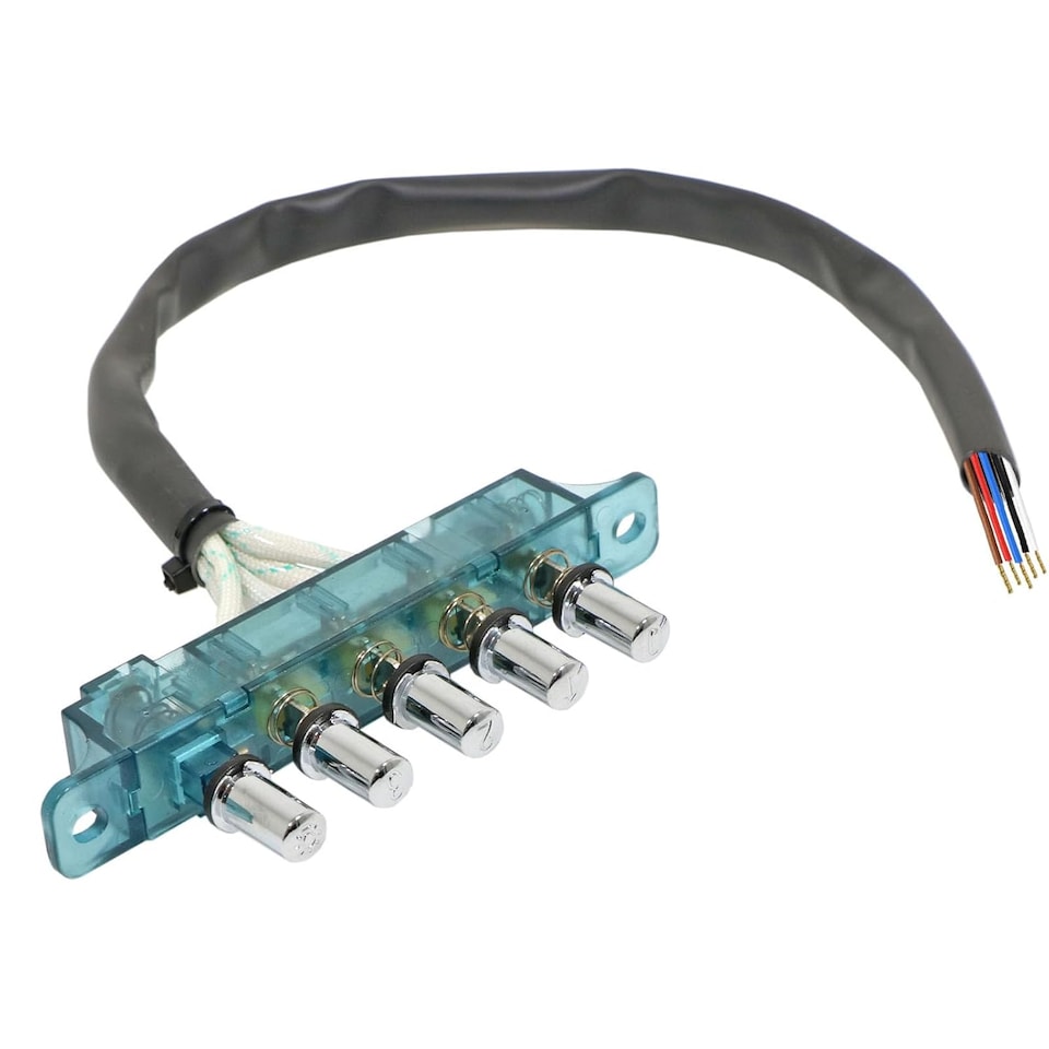 image 1 of SPARES2GO 5 Button Control Selector Switch for Homeking FW60.2SS FW70.2SS FW90.3SS Cooker Hood + Cable Connector