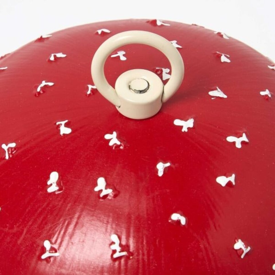 image 1 of Homescapes Tall Red Mushroom Hanging Bird Feeder