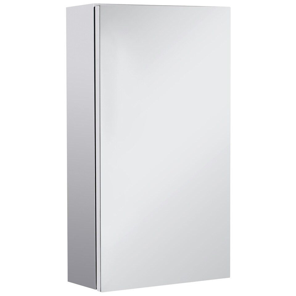 image 1 of HOMCOM Wall Mounted Bathroom Mirror Glass Storage Cabinet Stainless Steel