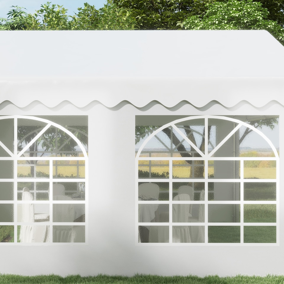 image 1 of Outsunny 4m x 4m Marquee Party Tent, Heavy Duty Wedding Canopy with Sidewalls, Doors, Windows, Galvanised Garden Gazebo for Parties Events, White