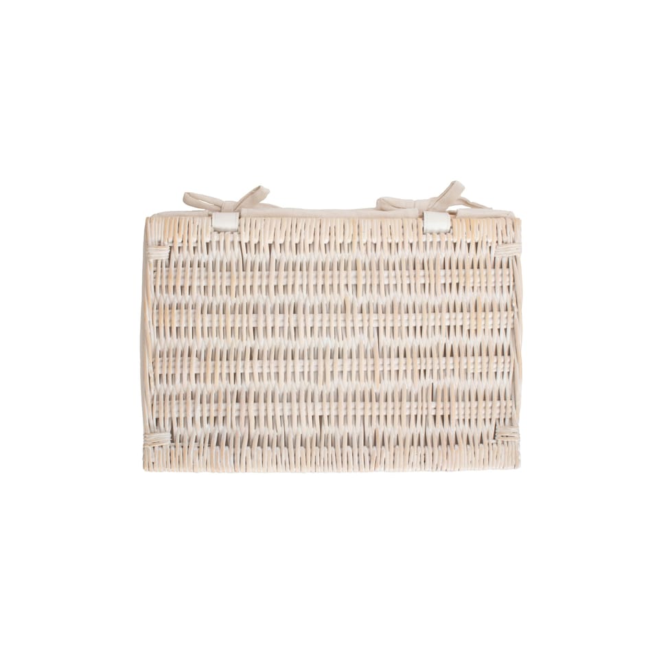 image 1 of White Wash Steamed Cotton Lined Wicker Storage Basket White | White | M