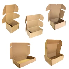 100 x Brown Die Cut Boxes 8 x 4 x 4" (200x100x100mm) Folding Postal Shipping Cartons Brown