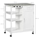 image 7 of HOMCOM Kitchen Trolley Utility Cart W/ Wheel Wine Rack Open Shelf and Cabinet