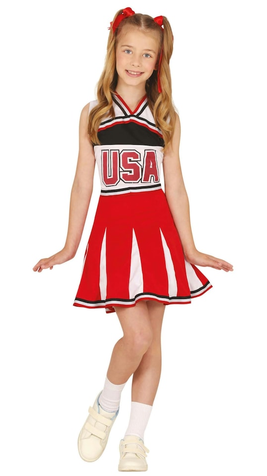 image 1 of Fancy Dress Child Cheerleader Red White - 3-4 Years