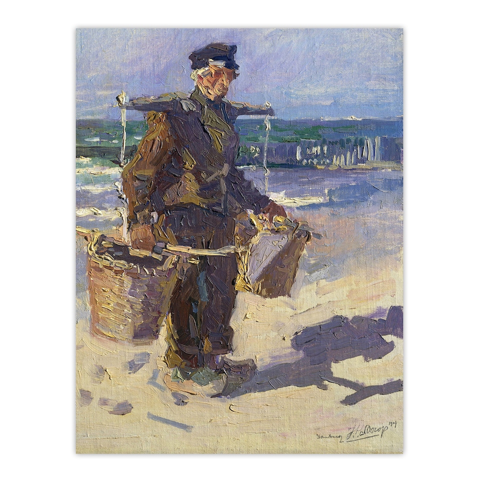 image 1 of Shell Fisherman Portrait Painting Vintage Wall Art Print Toorop 12x16"