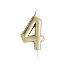 Metallic Gold Number 4 Shaped Candle