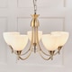 image 2 of Alton 5 Light Multi Arm Ceiling Pendant Antique Brass, Opal Glass, E14