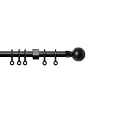 13 - 16mm Black Ball Metal Curtain Pole Set 150 - 280cm | Black | Black