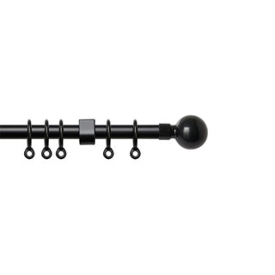 image 1 of 13 - 16mm Black Ball Metal Curtain Pole Set 150 - 280cm | Black | Black