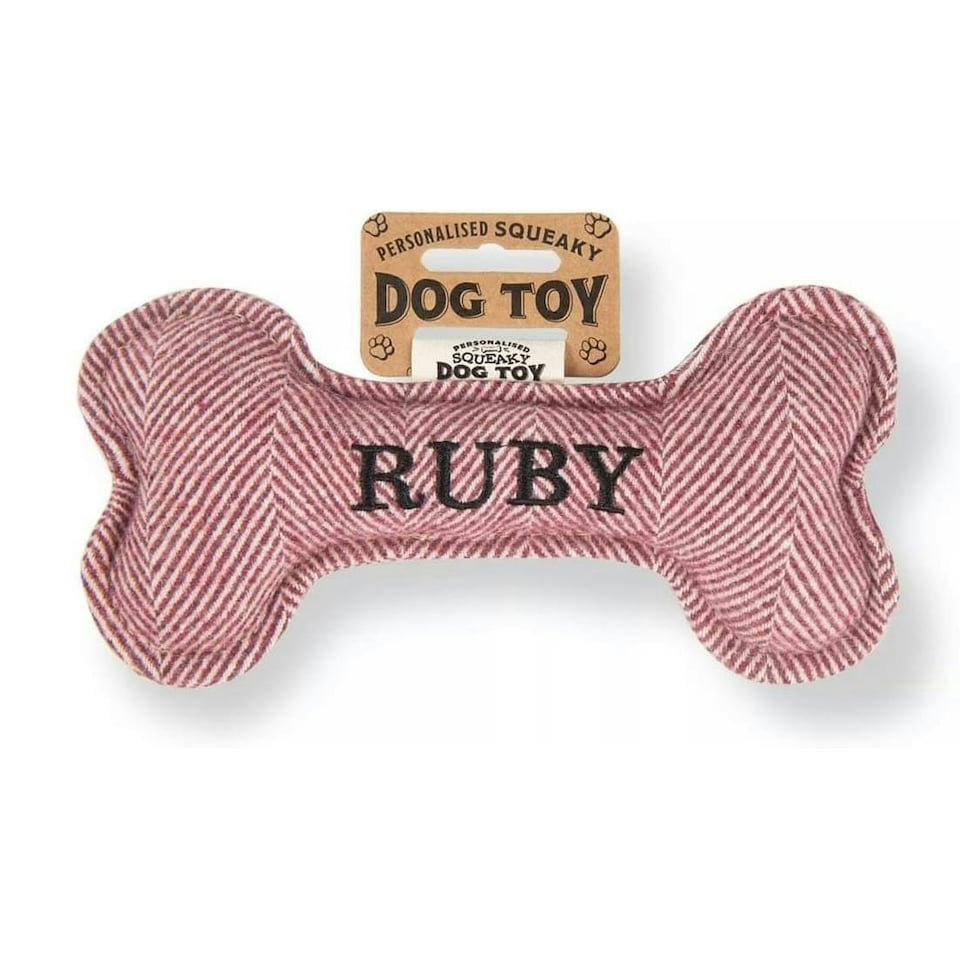 image 1 of History & Heraldry Pre-Personalised Squeaky Bone Dog Toy - Ruby