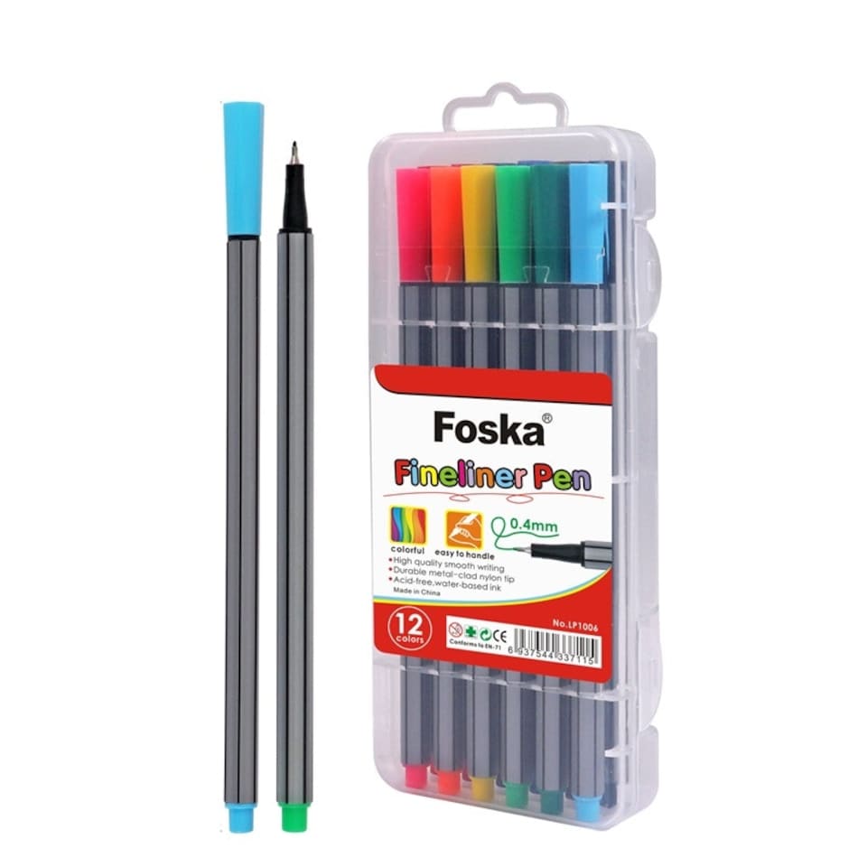 image 1 of Pack of 12 Colour Art Drawing Fineliner Marker Pens