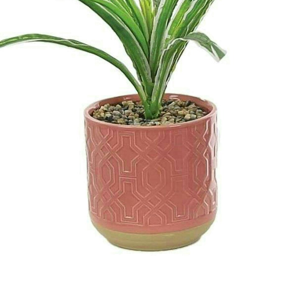 image 1 of Primrose Artificial Spider Plant in Round Red Pot 28cm