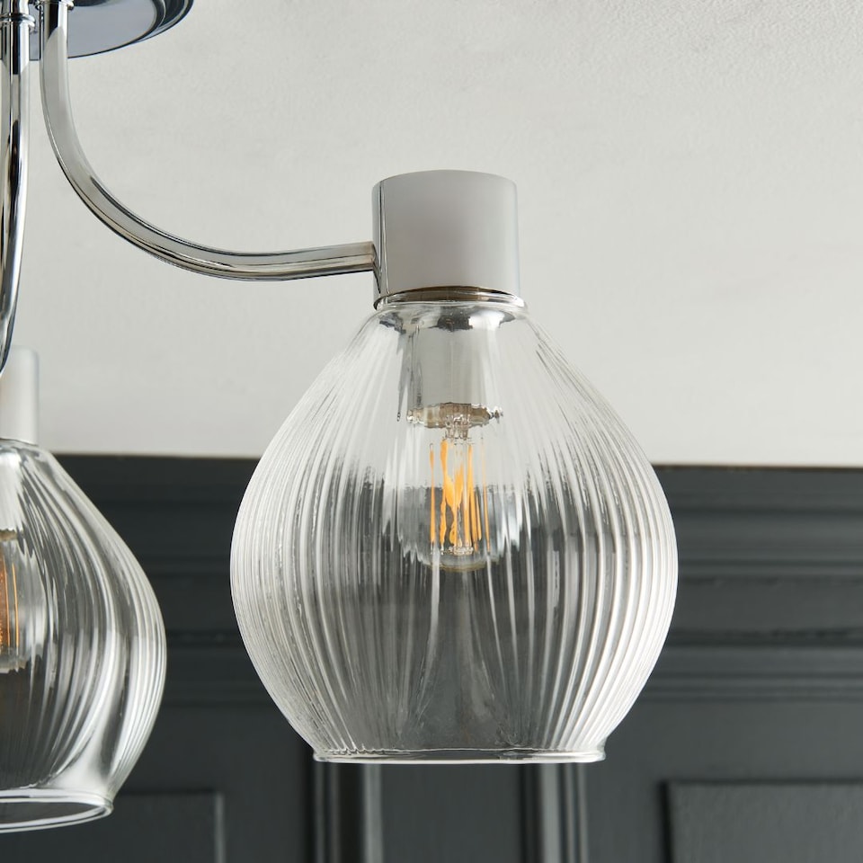image 1 of Hamilton 3 Light Polished Chrome Semi Flush Ceiling Light