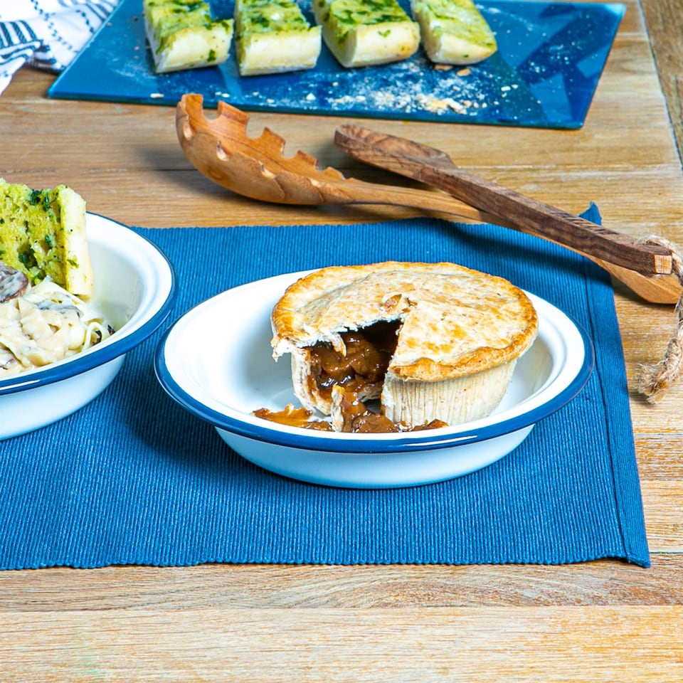 image 1 of Argon Tableware White Enamel Deep Bowls - 22.5cm - Navy - Pack of 6 | Blue | Navy