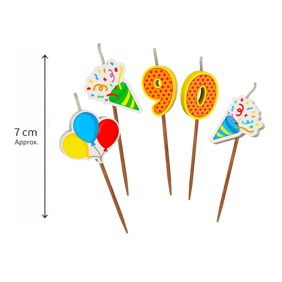 image 1 of Milestone 90th Birthday Cake Candle Set