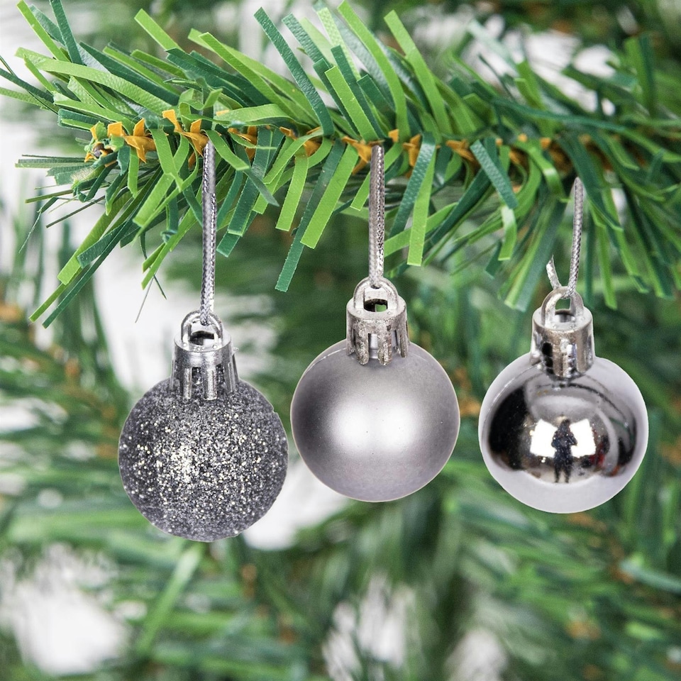 image 1 of 12 Mid Grey Baubles 3cm PVC Set