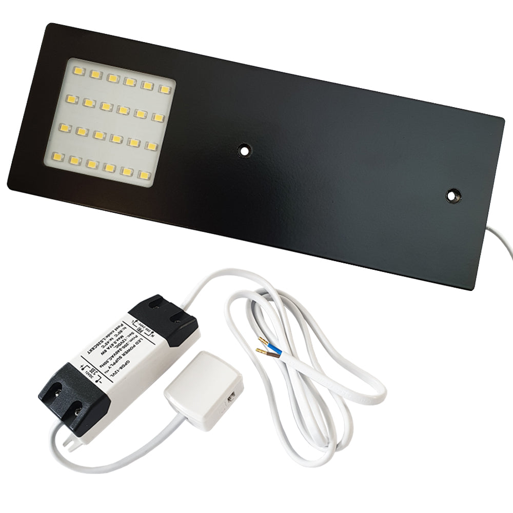 Loops 1x MATT BLACK Ultra-Slim Rectangle Under Cabinet Kitchen Light & Driver Kit - Natural White LED