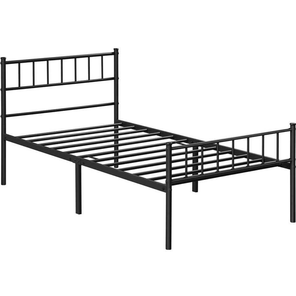 image 1 of Yaheetech 3ft Single Metal Bed Frame with Slatted Headboard Black