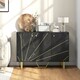 image 2 of HOMCOM Sideboard Storage Cupboard with Metal Legs for Living Room, Black Black | Gold