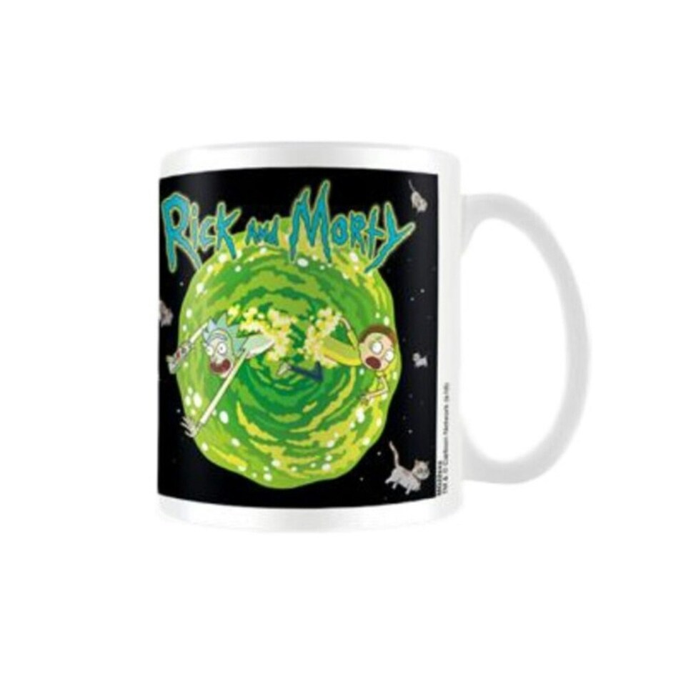 Rick And Morty Floating Cat Mug - Black/Green/White - One Size