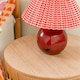image 1 of ValueLights Burgundy Gingham Touch Button Rechargeable Table Lamp