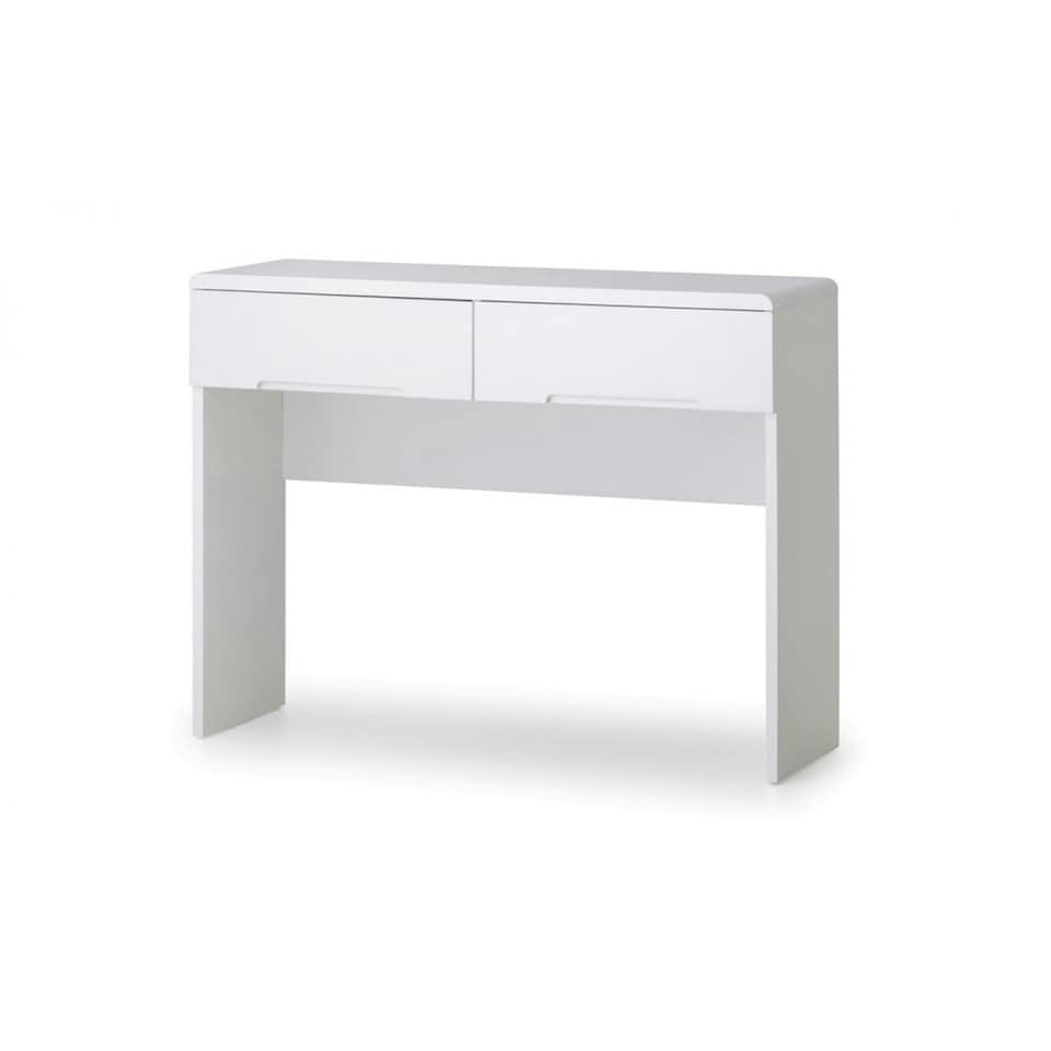 image 1 of Chic White High Gloss Dressing Table (2 Drawers) with Dressing Stool
