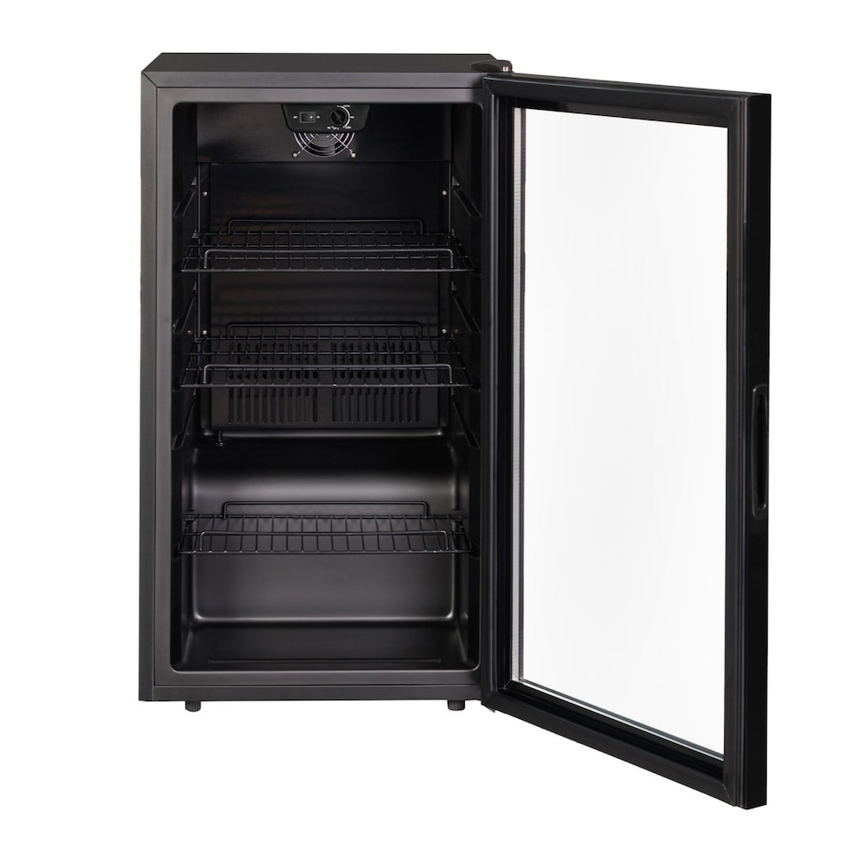 image 1 of 110L Under Counter Drinks Fridge Wine Cooler, Glass Door, Black - DC10BL