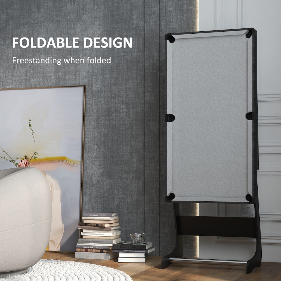 image 1 of SPORTNOW Folding Pool Table Set, 104cm Mini Snooker Table with 2 Cues, 16 Balls, Chalk, Triangle, Brush, Portable Billiards Table for Youth and Adults, Grey