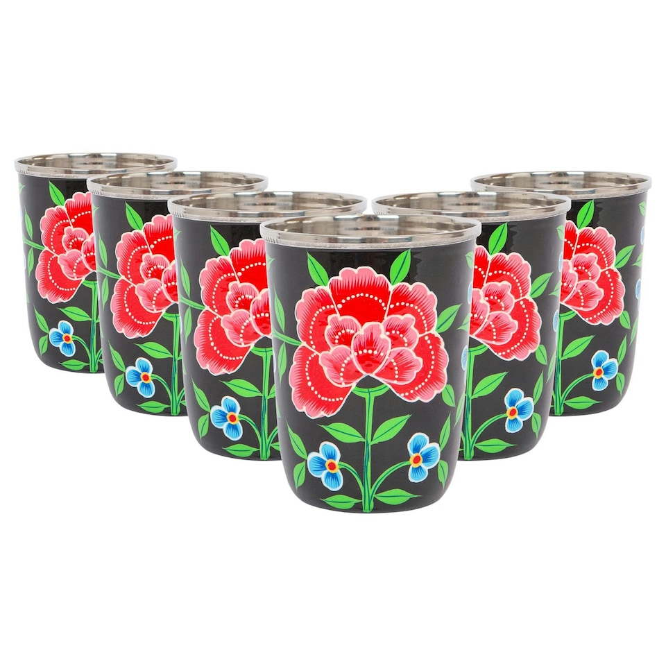 image 1 of BillyCan Hand-Painted Picnic Cups - 300ml - Carbon Peony Grey