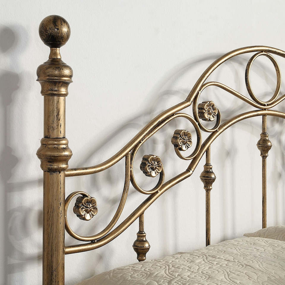 image 1 of Letchworth Vintage Victorian Style Antique Brass Metal Bed Frame (Double)