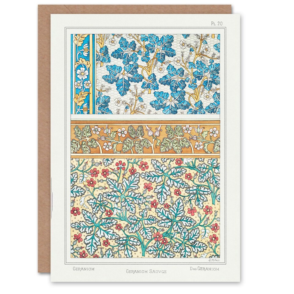 image 1 of Maurice Pillard Verneuil Art Card Geranium Flower Patterns