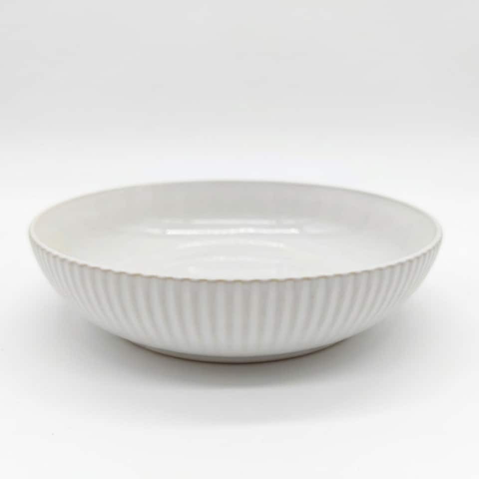 image 1 of Reactive Cream Glaze Dinnerware Pasta Bowl 6pc Set 21.5cm