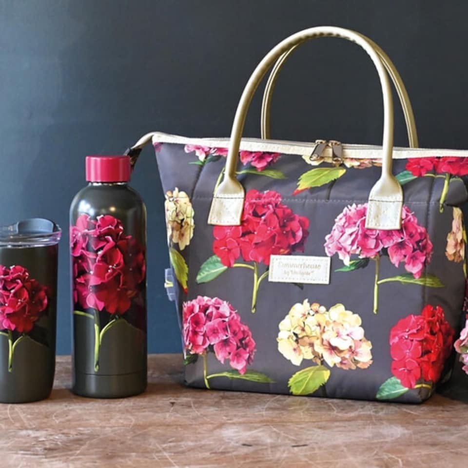 image 1 of Summerhouse by Navigate Sarah Kelleher Hydrangea Dark Stone 500ml Insulated Drinks Bottle