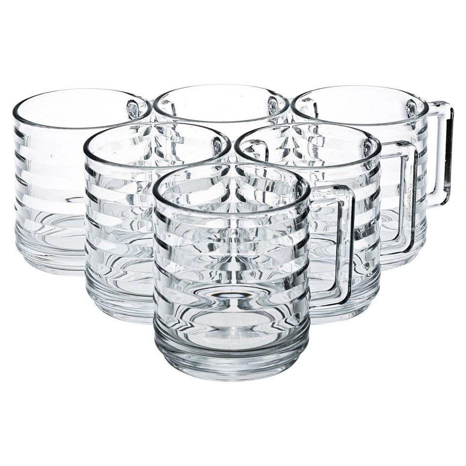 image 1 of 320ml Mugs Modern Clear Glass Tea Coffee Cups Hot Drinks Latte Glasses Set of 6