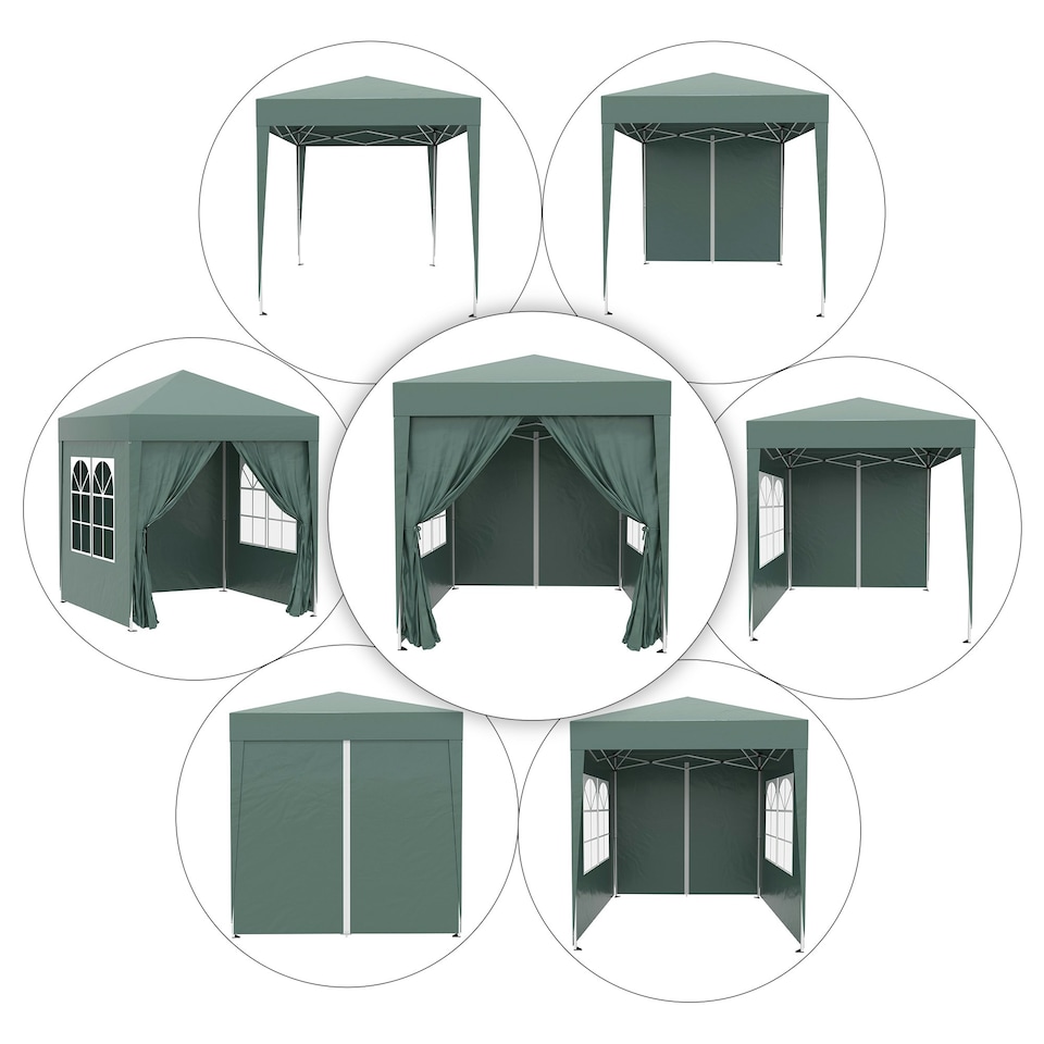image 1 of Outsunny 2mx2m Pop Up Gazebo Party Tent Canopy Marquee with Storage Bag Green