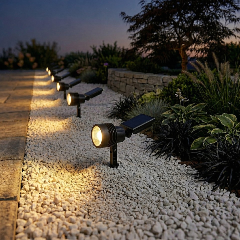 image 1 of Auraglow Solar Powered LED Garden Spike Lights - Pack of 3